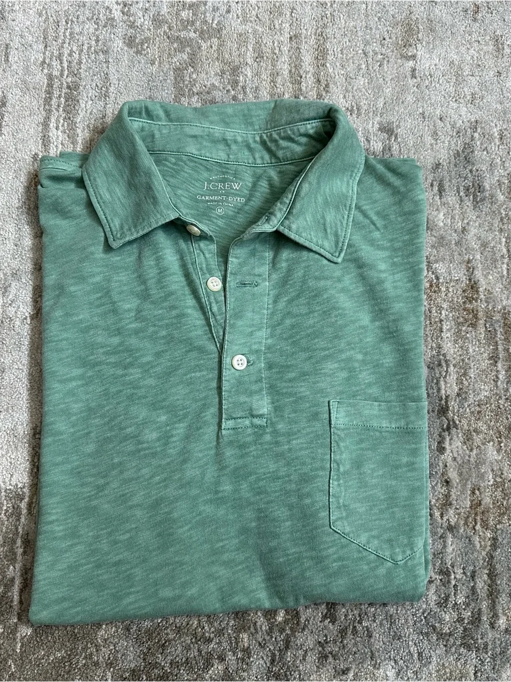 J. Crew Men's Garment-Dyed Mint Green Polo with Chest Pocket